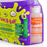 Novex AmaciHair Kit Alisante à Base de Guanidina — 200 g + 41 ml + 45 ml — detalhe do produto