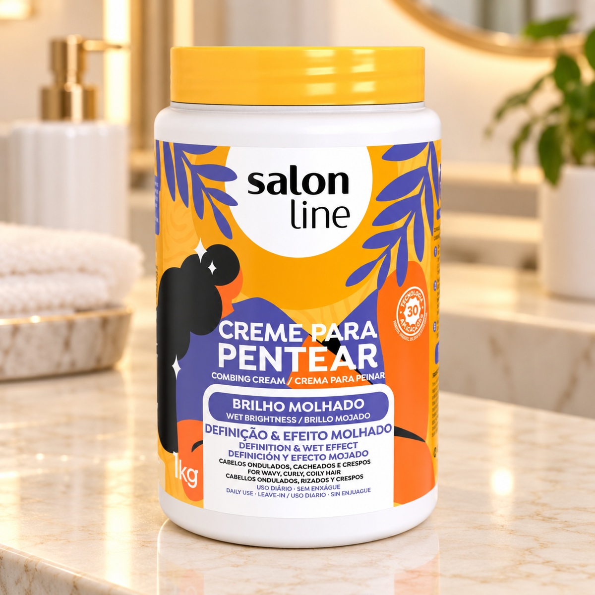 Salon Line Creme Pentear Brilho Molhado 1kg — ambientação ilustrativa