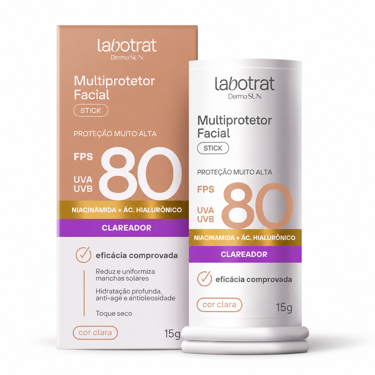 Labotrat Dermo Sun Protetor Solar Stick Bege Claro FPS 80 15 g