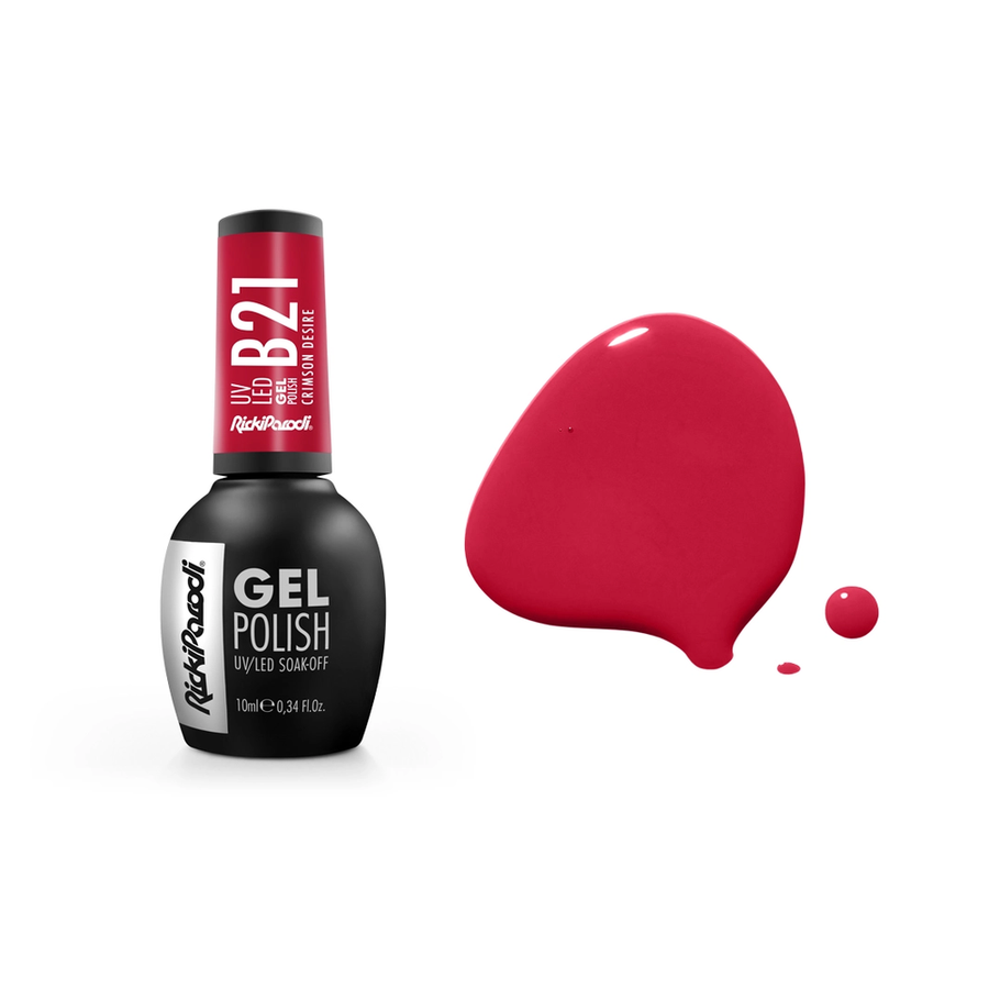 Gel Polish RickiParodi Crimson Desire B21 10 ml — packaging and shade