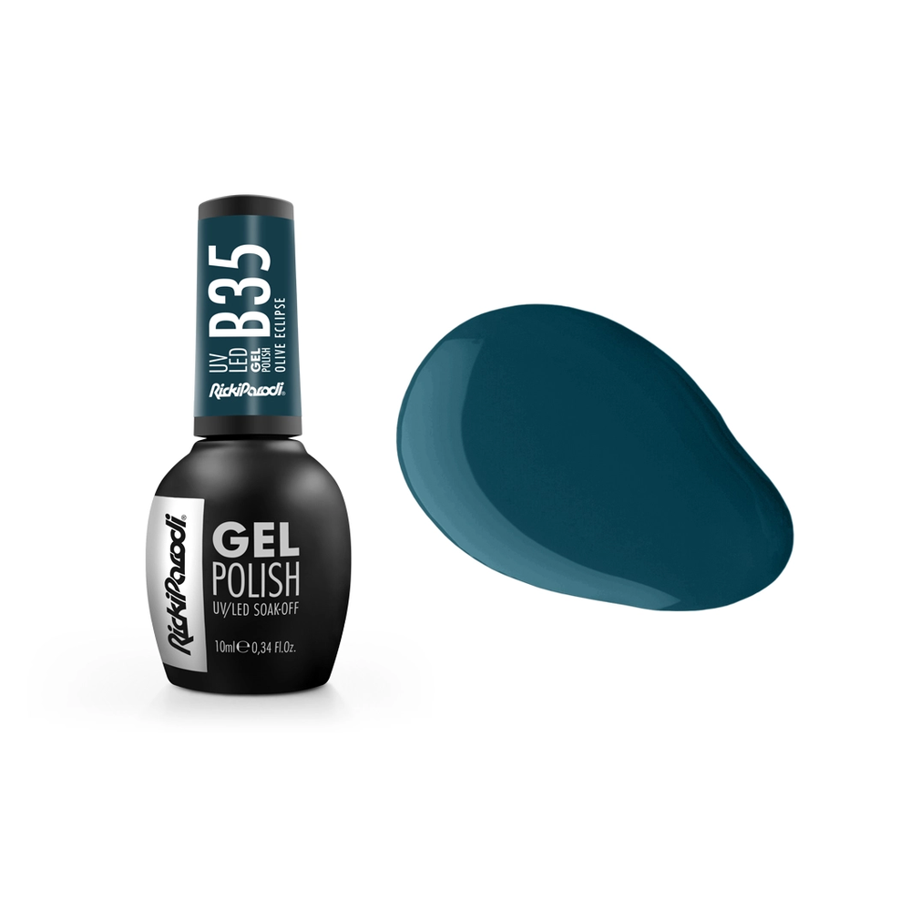 Verniz Gel RickiParodi Olive Eclipse B35 10 ml — embalagem e cor
