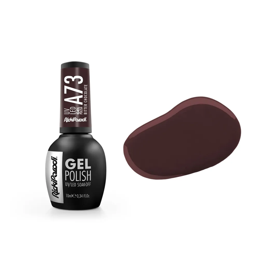 Esmalte Semipermanente RickiParodi Bitter Chocolate A73 10 ml — envase y tono
