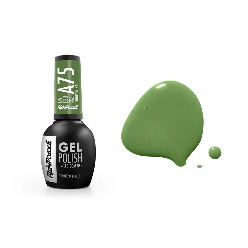 Verniz Gel RickiParodi Funny Wind A75 10 ml — embalagem e cor