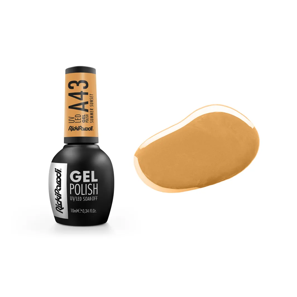 Esmalte Semipermanente RickiParodi Summer Sunset A43 10 ml — envase y tono