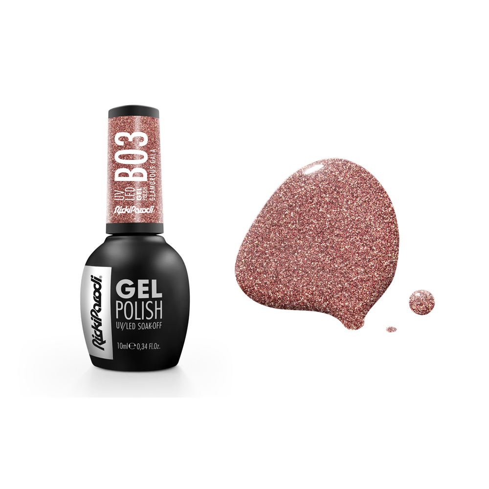 Esmalte Semipermanente RickiParodi Glamorous Gala B03 10 ml — envase y tono