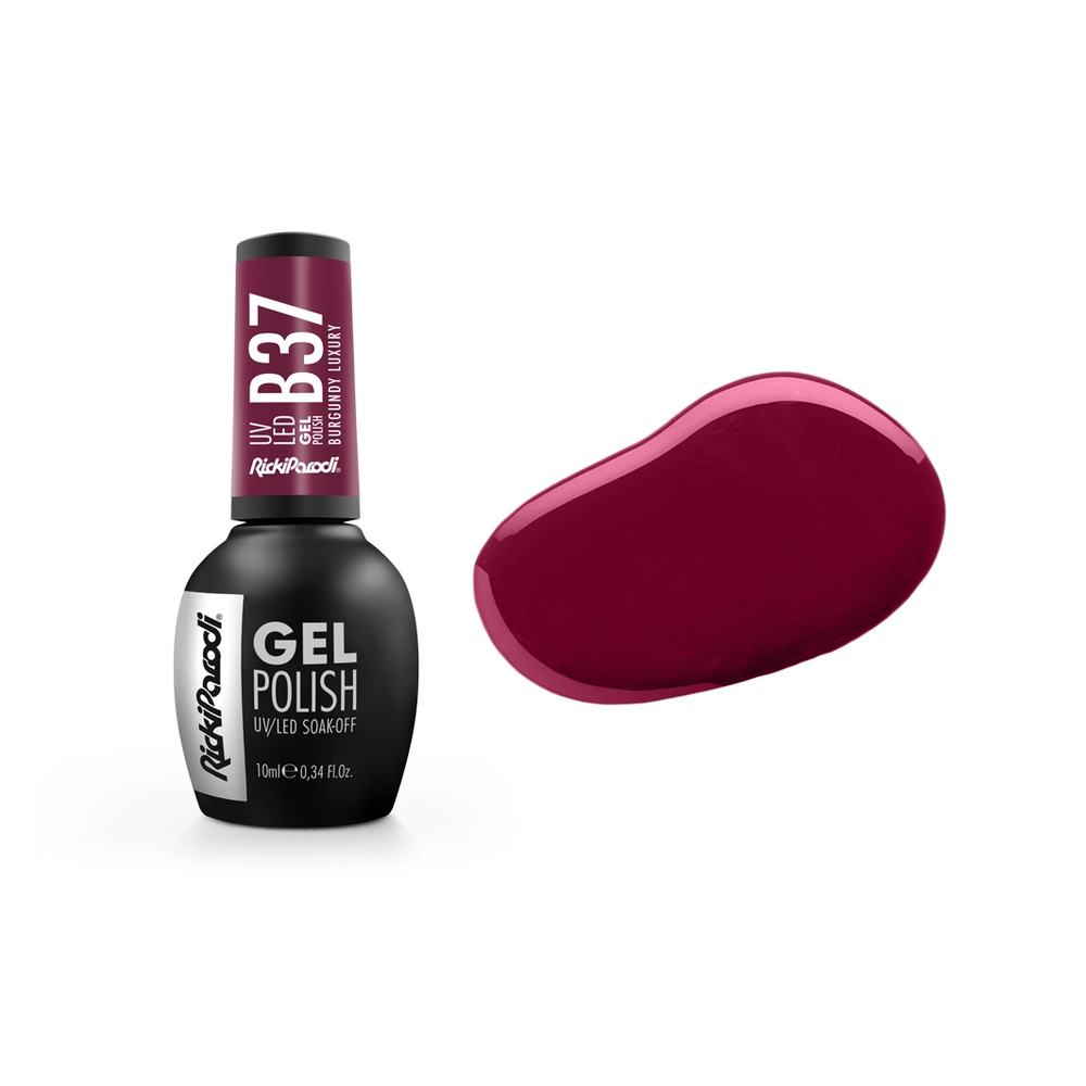 Esmalte Semipermanente RickiParodi Burgundy Luxury B37 10 ml — envase y tono