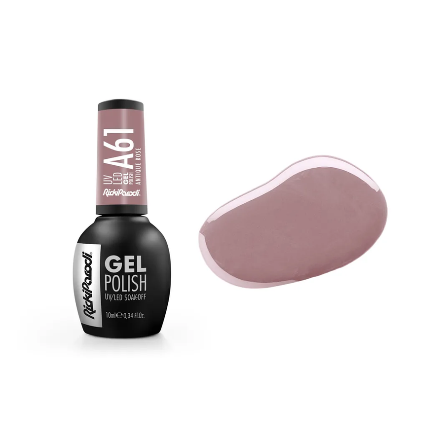 Gel Polish RickiParodi Antique Rose A61 10 ml — packaging and shade