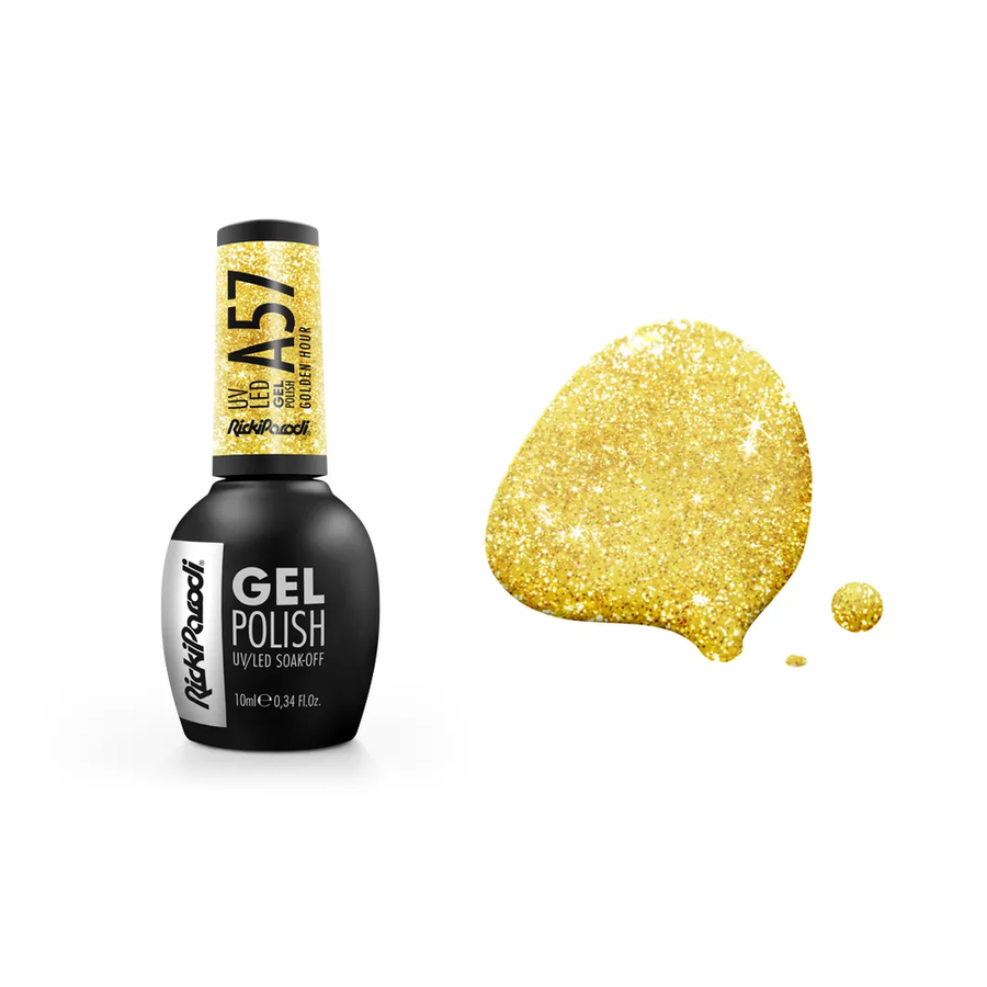 Gel Polish RickiParodi Golden Hour A57 10 ml — packaging and shade