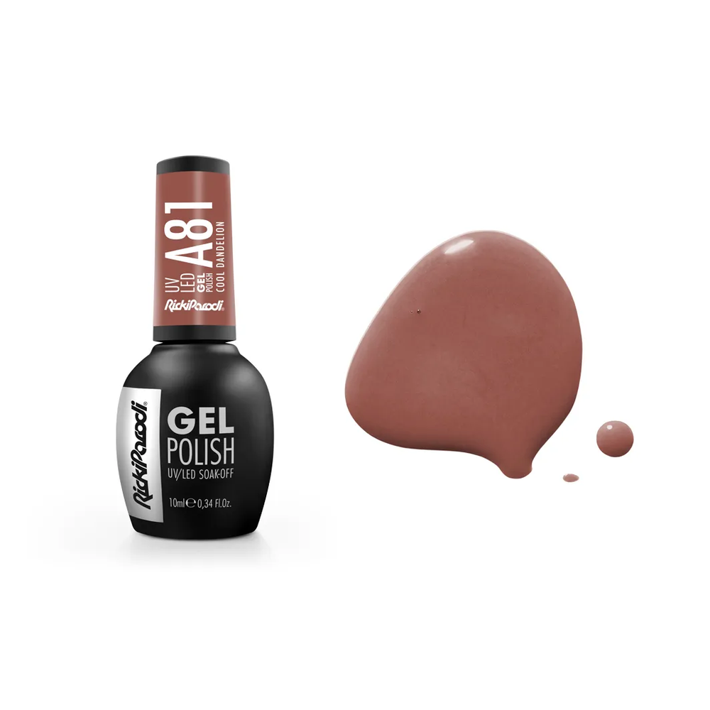 Gel Polish RickiParodi Cool Dandelion A81 10 ml — packaging and shade