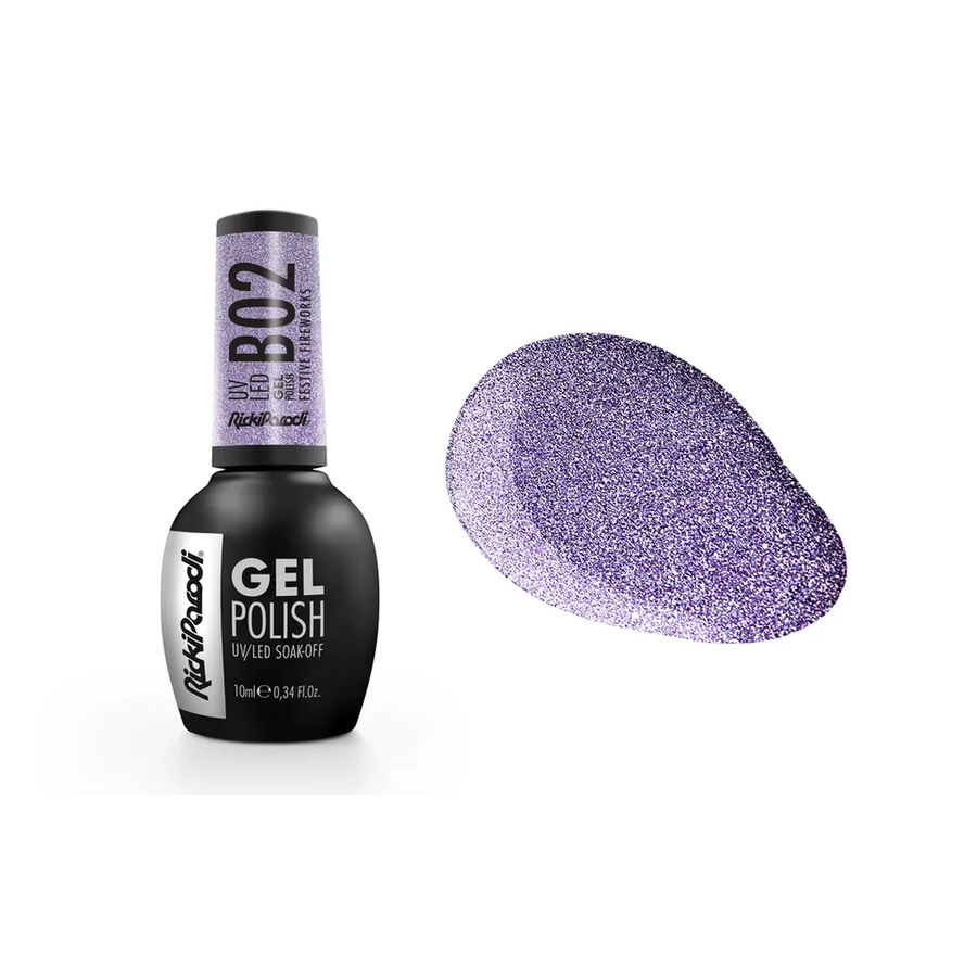 Gel Polish RickiParodi Festive Fireworks B02 10 ml — packaging and shade