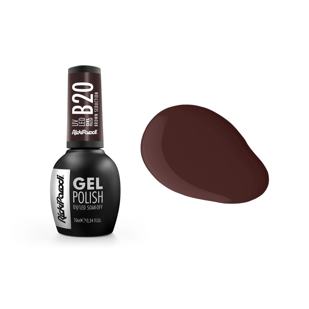 Gel Polish RickiParodi Brown Seduction B20 10 ml — packaging and shade