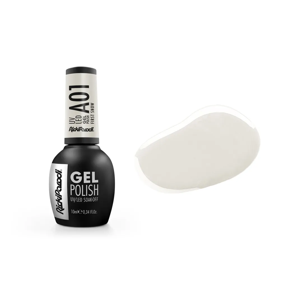Gel Polish RickiParodi First Snow A01 10 ml — packaging and shade