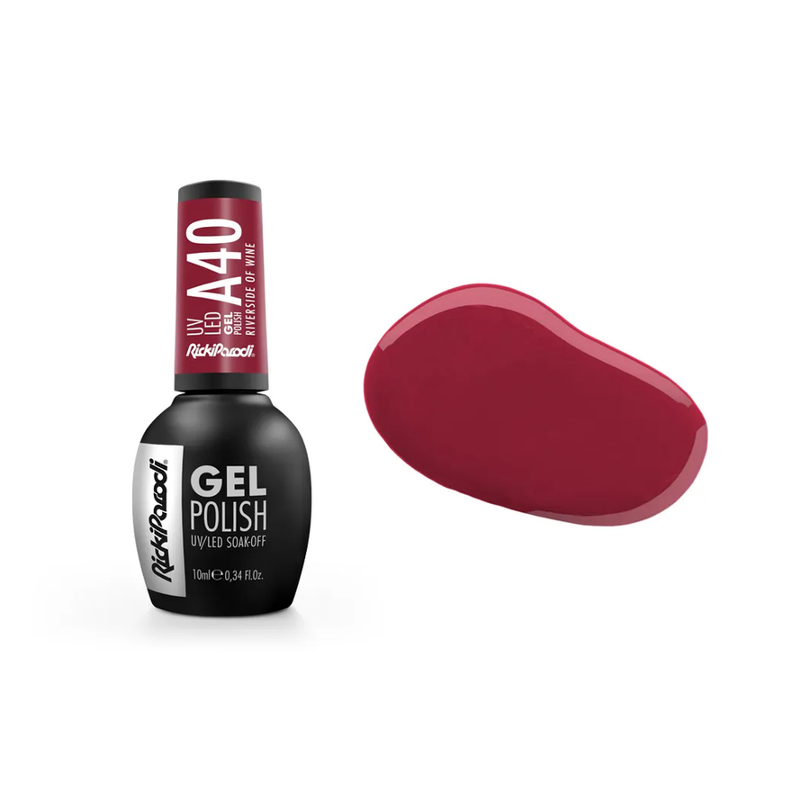 Verniz Gel RickiParodi Riverside Of Wine A40 10 ml — embalagem e cor
