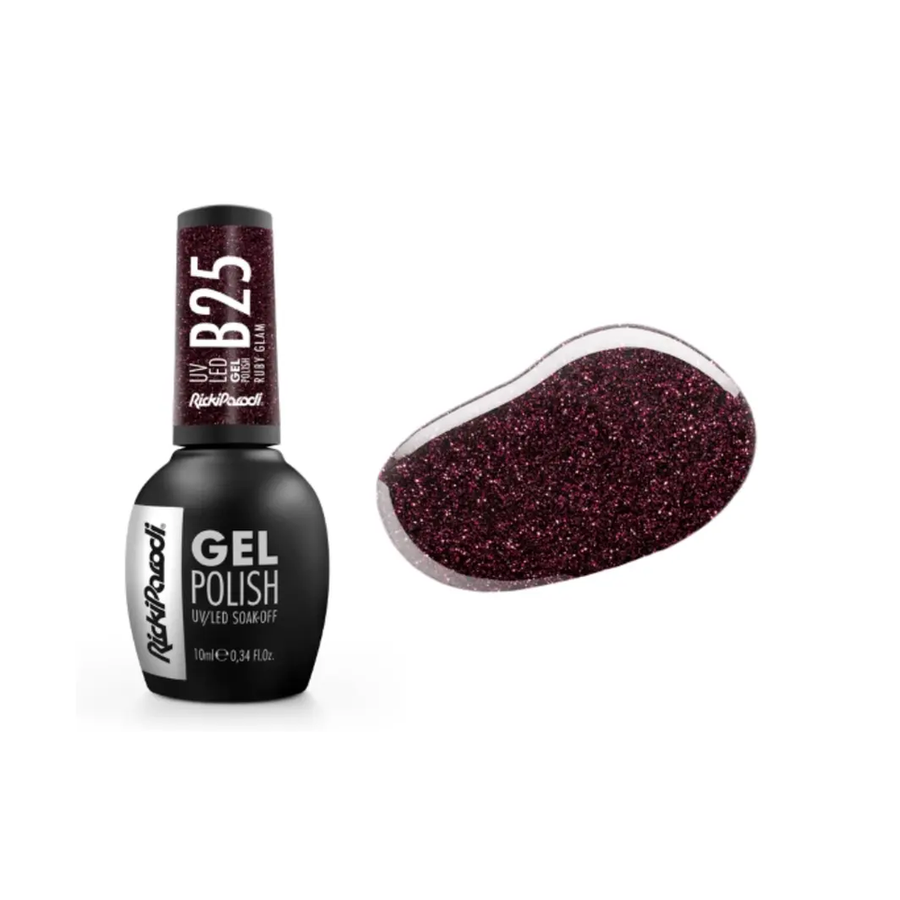 Gel Polish RickiParodi Ruby Glam B25 10 ml — packaging and shade