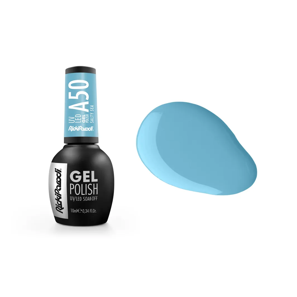 Verniz Gel RickiParodi Salty Sea A50 10 ml — embalagem e cor