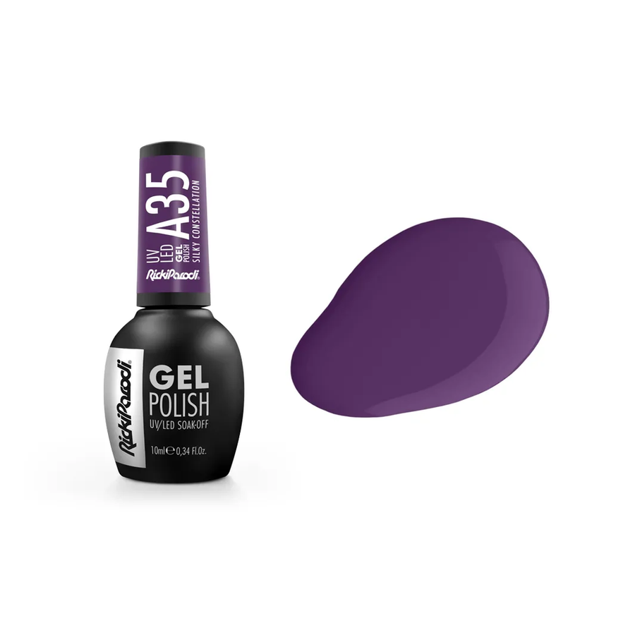 Esmalte Semipermanente RickiParodi Silky Constellation A35 10 ml — envase y tono