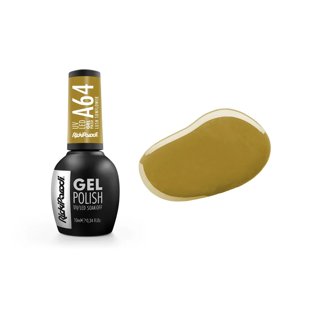 Verniz Gel RickiParodi Lush Sunflower A64 10 ml — embalagem e cor