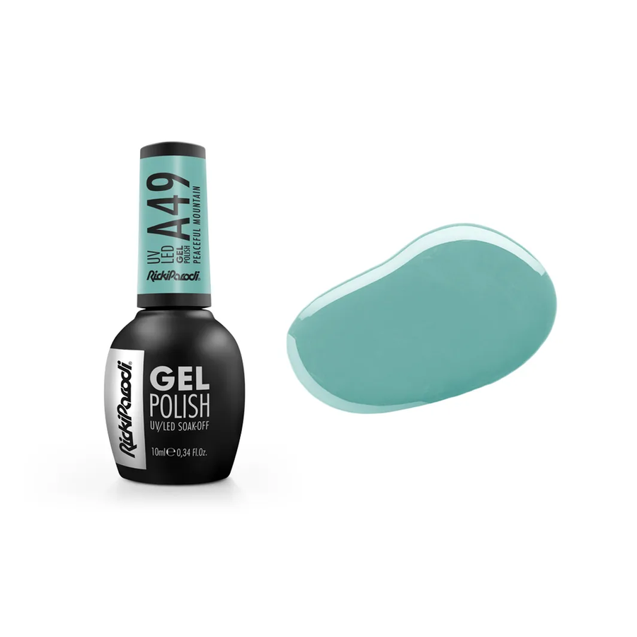 Gel Polish RickiParodi Peaceful Mountain A49 10 ml — packaging and shade