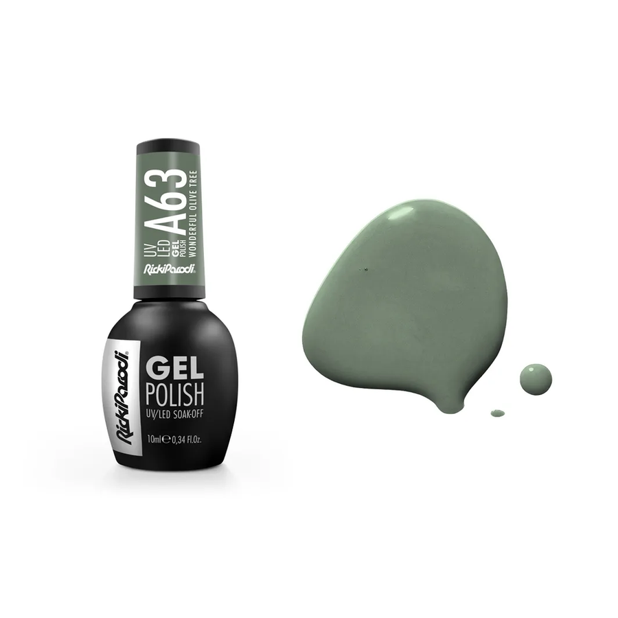 Gel Polish RickiParodi Wonderfull Olive Tree A63 10 ml — packaging and shade