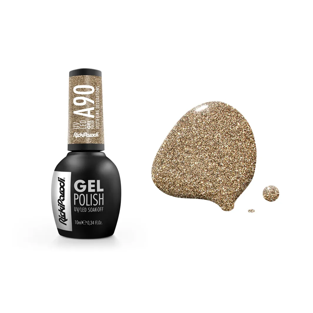 Verniz Gel RickiParodi Glittering Decorations A90 10 ml — embalagem e cor