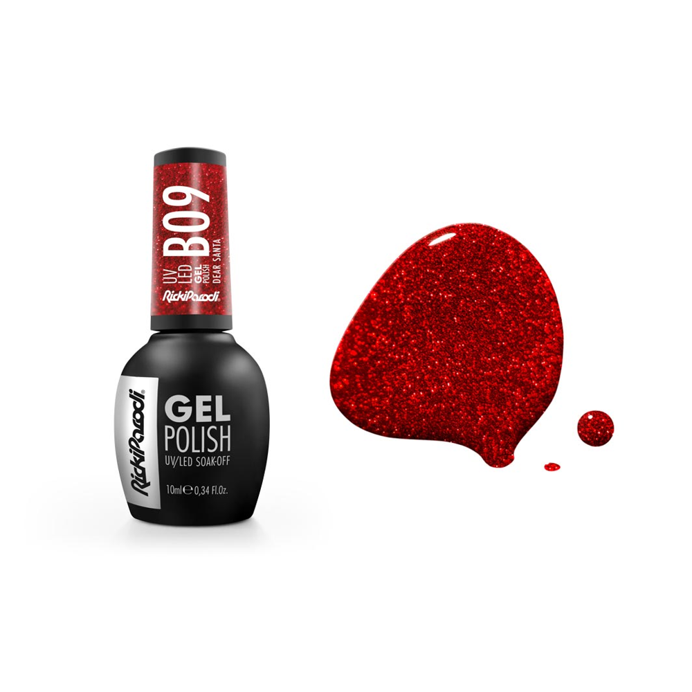 Verniz Gel RickiParodi Dear Santa B09 10 ml — embalagem e cor